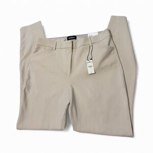 Women’s Express Light Beige Stretch Trousers Size 12L Skinny High Rise NWT